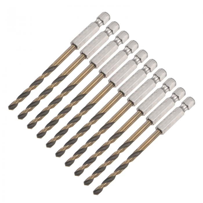uxcell 10個セット 高速鋼六角シャンクねじれドリルビット 4mm ドリル径 1/4インチ 六角シャンク 全長95mm