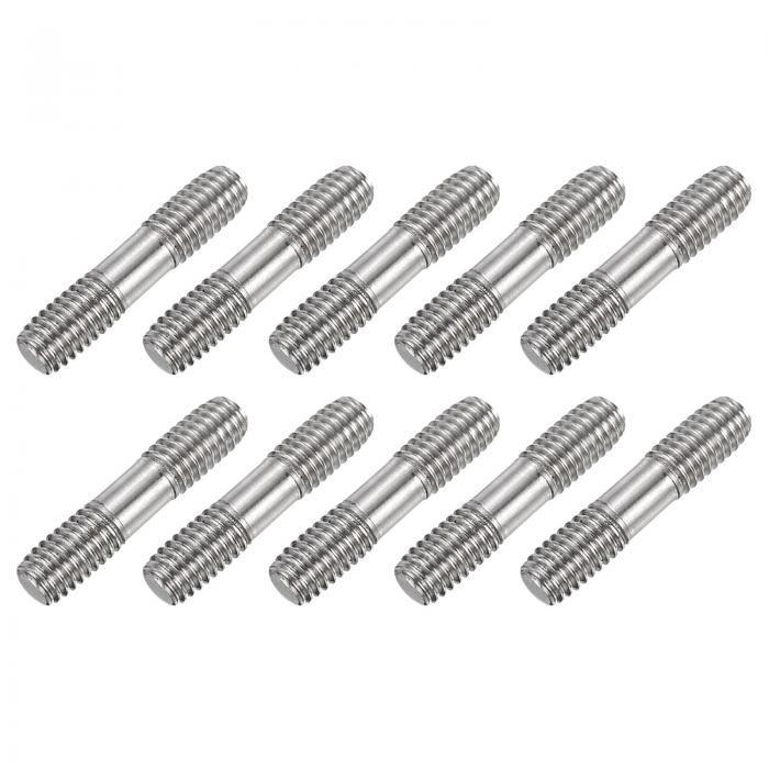 uxcell 10個セット M6x25mm 304ステンレス鋼 両端スレッドスタッドボルト ハウスメンテナンス用