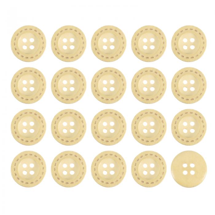 uxcell 100個 木製ボタン 20mmの4つの穴がある丸い木製ボタン 縞模様のデザイン 縫製 DIYクラフト 衣類 天然木