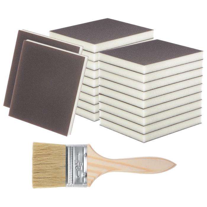 uxcell 21個のサンディングスポンジ 2000グリット 100 x 120mm 洗える再利用可能な両面サンディングブ..