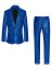 Lars Amadeus メンズ スパンコール ブレザーとパンツ パーティー メタリック 2ピース スーツセット 長袖ジャケット ロングパンツ ブルー XL