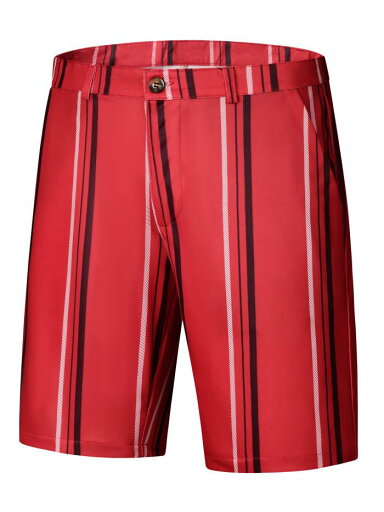 Lars Amadeus ショートパンツ ストライプ チノパン ドレスショーツ レギュラーフィット 軽量 ビジネス メンズ レッド 30 Lars Amadeus ショートパンツ ストライプ チノパン ドレスショーツ レギュラーフィット 軽量 ビジネス メンズ レッド 30
