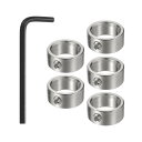 uxcell 5個セットの16mmドリルストップカラーセット 調整可能な高速鋼ドリリングリミットリング ニッケルコーティングされた表面のダウエルシャフトチャック...