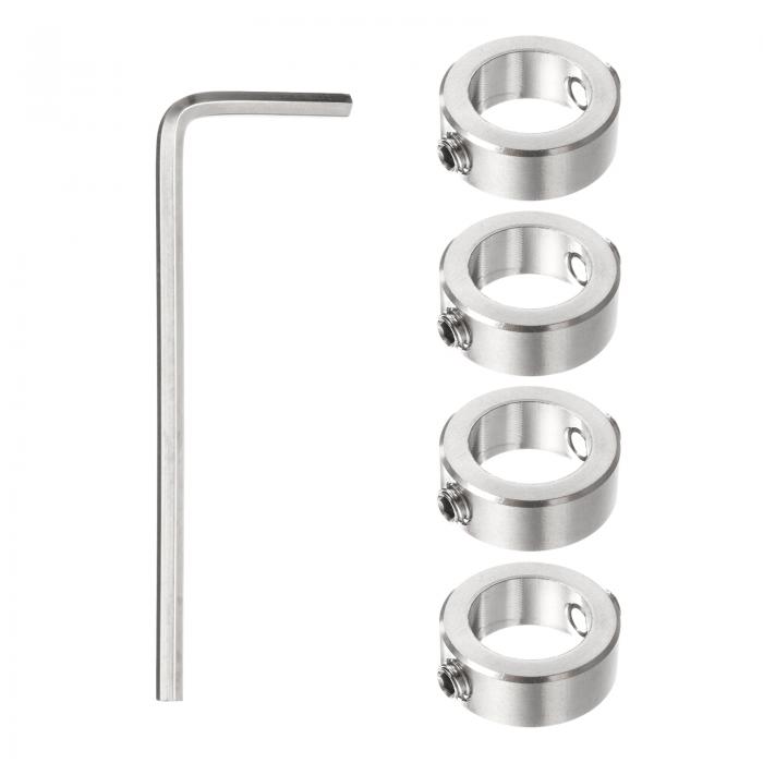 uxcell 16mmドリルストップカラーセット4個 深さ制限調整可能なステンレス製ドリリングリミットリング アルマイト処理済みのダウエルシャフトチャックポジショナー 六角レンチ付き シルバー