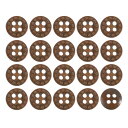 uxcell 100個 木製ボタン 直径10mm 4つの穴がある丸い木製ボタン 縞模様のデザイン 縫製 DIYクラフト 衣類用 ダーク茶色