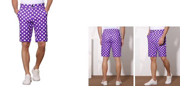 Lars Amadeus チノショーツ 水玉 ストレートフィット コンフォート メンズ パープル 38