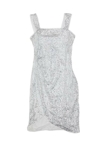 Allegra K レディース スパンコールタンクドレス 輝く ノースリーブ パーティー スリムワンピース ショート丈 シルバー L Allegra K レディース スパンコールタンクドレス 輝く ノースリーブ パーティー スリムワンピース ショート丈 シルバー L