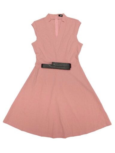 Allegra K ノースリーブドレス スプリットネック エレガントワンピース レディース ピンク XS Allegra K ノースリーブドレス スプリットネック エレガントワンピース レディース ピンク XS