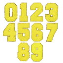 uxcell 20個のグリッターナンバーパッチ 8.4cm / 3.3" チェニール刺繍のアイロンパッチ チームユニフォームスポーツTシャツ 帽子 バッグ用(イエロー 0-9)