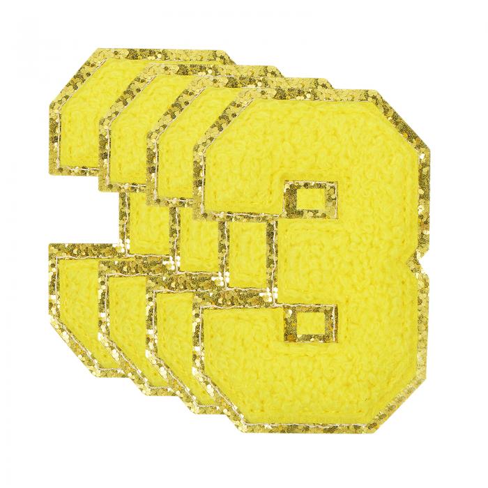 uxcell 4個のピカピカナンバーパッチ 8.4cm / 3.3