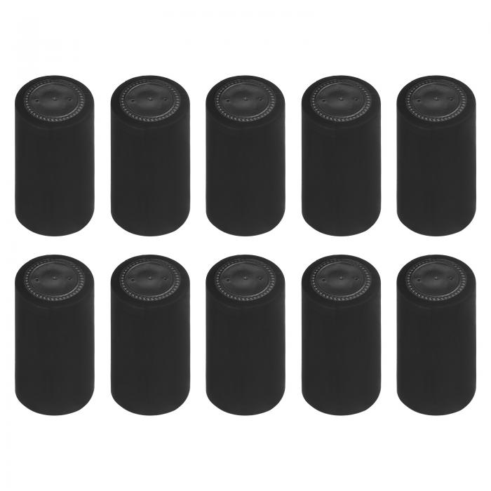 uxcell PVC熱収縮カプセル ワインボトルカプセル シュリンクキャップラップ シュリンクトップカバー ワインセラーと家庭キッチン用 黒/黒 30x60 mm 100個