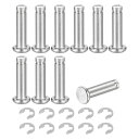 uxcell 10セット M5x20mm 304ステンレス鋼円筒軸スナップリング位置ピン フラットヘッド溝付きヒンジシリンダーポジションピン Eクリップ保持リング付き シルバー(4)