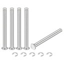 uxcell 5セット M5x55mm 304ステンレス鋼円筒軸スナップリング位置ピン フラットヘッド溝付きヒンジシリンダーポジションピン Eクリップ保持リング付き シルバー(4)