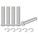 uxcell 5セット M10x55mm 304ステンレス鋼円筒軸スナップリング位置ピン フラットヘッド溝付きヒンジシリンダーポジションピン Eクリップ保持リング付き シルバー(4)