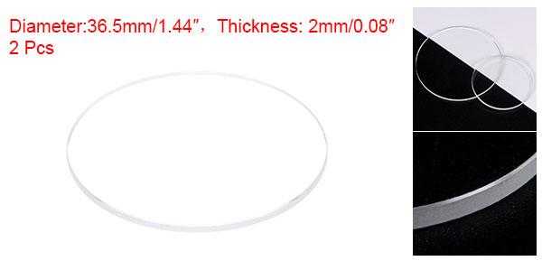 uxcell 2個セット ウォッチクリア水晶レンズガラス 36.5mm 直径 2mm 厚さ ラウンドフラットミネラル高透過ウォッチガラス交換部品 ウォッチメーカー修理用 2