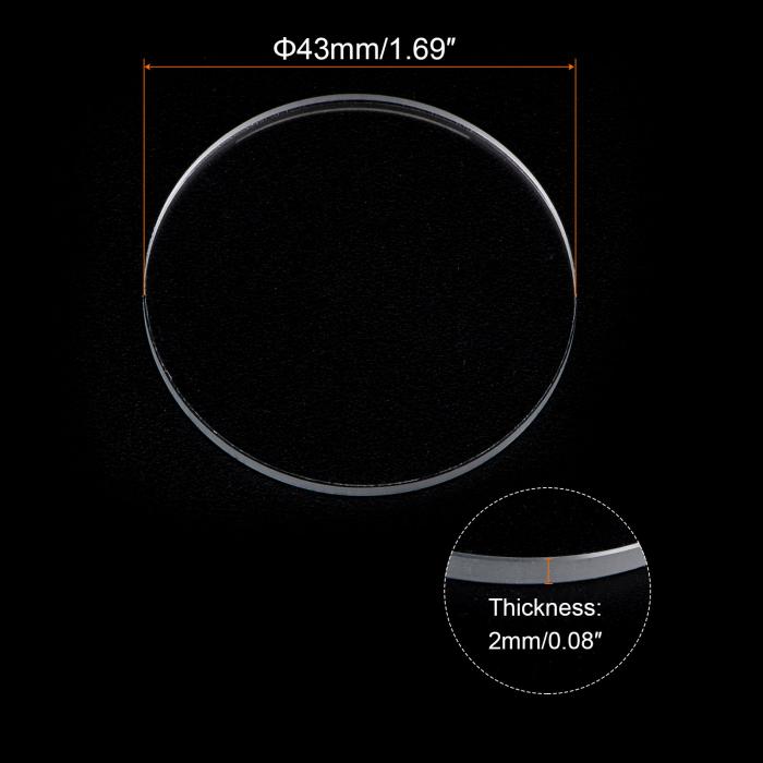 uxcell 2個セット ウォッチクリア水晶レンズガラス 43 mm直径 2mm厚 ラウンドフラットミネラル高透過ウォッチガラス交換部品 ウォッチメーカー修理用