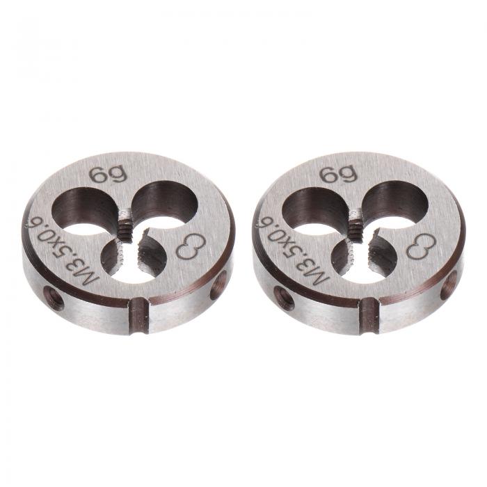 uxcell 2個の丸いねじ切りダイス メートルM3.5 x 0.6ねじ（右手） 合金工具鋼製のねじ切りダイス修理ツール(4)