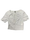 Allegra K パーティー グリッター シャイニーTシャツ 半袖 ハート カットアウト クロップトップス ブラウス レディース シルバー M