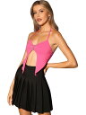 Allegra K レディース キャミトップ セクシー バックレス パーティー クロップ タンクトップ ホトピンク S