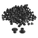 uxcell 150個 ネジ穴プラグ 5mm(3/16インチ)直径 プラスチック製シェルフボタンフラッシュタイプ キャップ 家具キャビネットカップボード用 黒