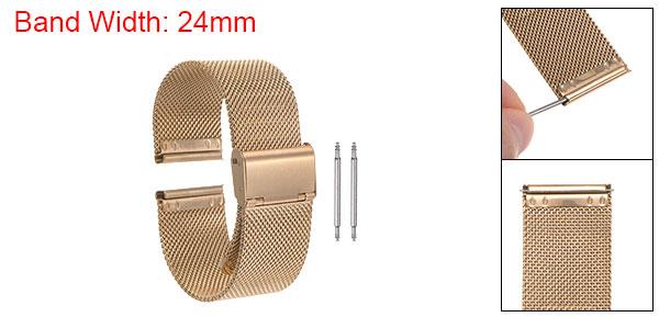 uxcell ステンレススチールメッシュウォッチバンド 24mm クイックリリース調節可能なメタルウォッチストラップ 男女兼用 ローズゴー ルド