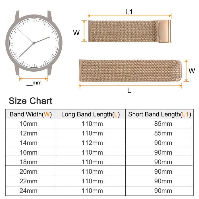 uxcell ステンレススチールメッシュウォッチバンド 24mm クイックリリース調節可能なメタルウォッチストラップ 男女兼用 ローズゴー ルド