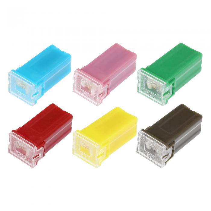 X AUTOHAUX トラ ック ピックアップ車 SUV用の6個入り32V 20 30 40 50 60 70アンペアのミニブロックヒューズカーボックス