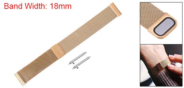 uxcell ステンレススチールメッシュウォッチバンド 18mm クイックリリース調節可能ストラップ マグネットクラスプ メンズ レディース ローズ金