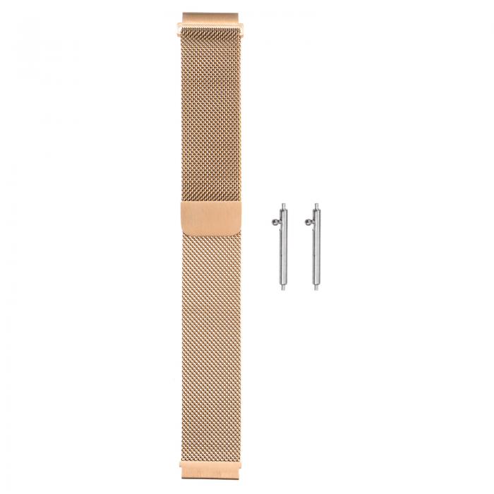 uxcell ステンレススチールメッシュウォッチバンド 22mm クイックリリースストラップ マグネットクラスプ ローズ金