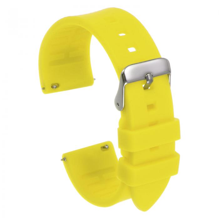 uxcell シリコンウォッチバンド 24mm 幅 クイックリリース ソフトラバー 防水 交換品ウォッチストラップ 銀色ステンレススチールバックル付き 男女兼用 イエロー