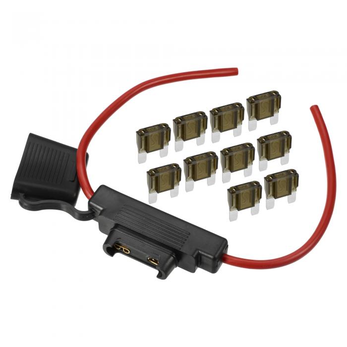 A ABSOPRO ヒューズホルダー 70A最大 ブレードスタイルヒューズ10 AWGヒューズホルダー防水10ゲージヒューズホルダーブレードスタイルインラインヒューズホルダーメタルブラ ック