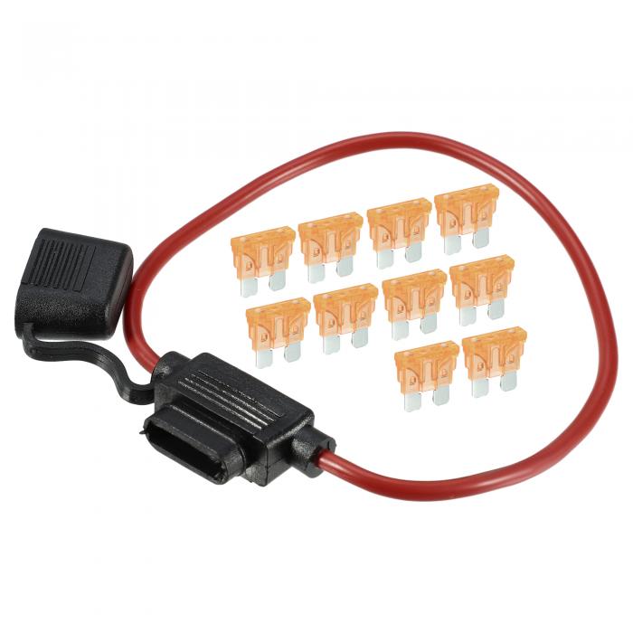 A ABSOPRO ヒューズホルダー 5A標準ブレードスタイルヒューズ 12 AWGヒューズホルダー 防水 12ゲージヒューズホルダー ブレードスタイル インラインヒューズホルダー メタル ブラ ック