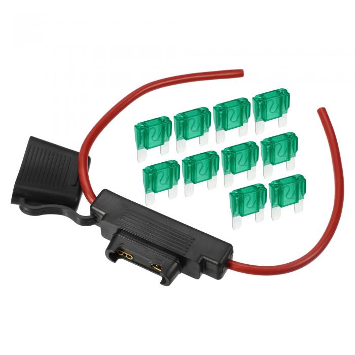 A ABSOPRO ヒューズホルダー 最大30A ブレードスタイルヒューズ 10 AWGヒューズホルダー 防水10ゲージヒューズホルダー メタルブラ ック