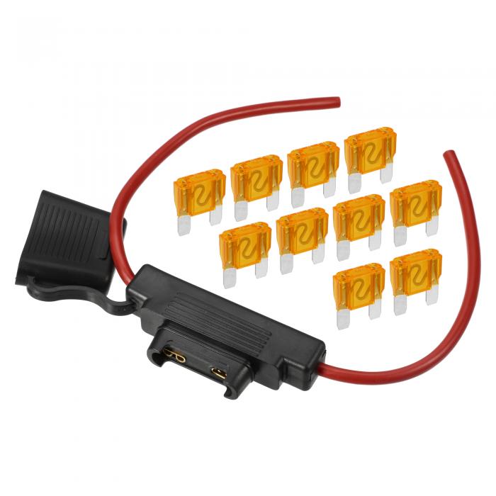 A ABSOPRO ヒューズホルダー 最大40A ブレードスタイルヒューズ 10 AWGヒューズホルダー 防水10ゲージヒューズホルダー メタルブラ ック