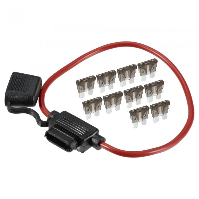 A ABSOPRO ヒューズホルダー 7.5A標準ブレードスタイルヒューズ 12 AWGヒューズホルダー 防水 12ゲージヒューズホルダー ブレードスタイル インラインヒューズホルダー メタル ブラ ック