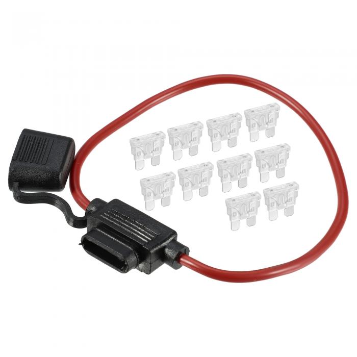 A ABSOPRO ヒューズホルダー 25A標準ブレードスタイルヒューズ 12AWGヒューズホルダー 防水 12ゲージヒューズホルダー ブレードスタイル インラインヒューズホルダー 金属 ブラ ック