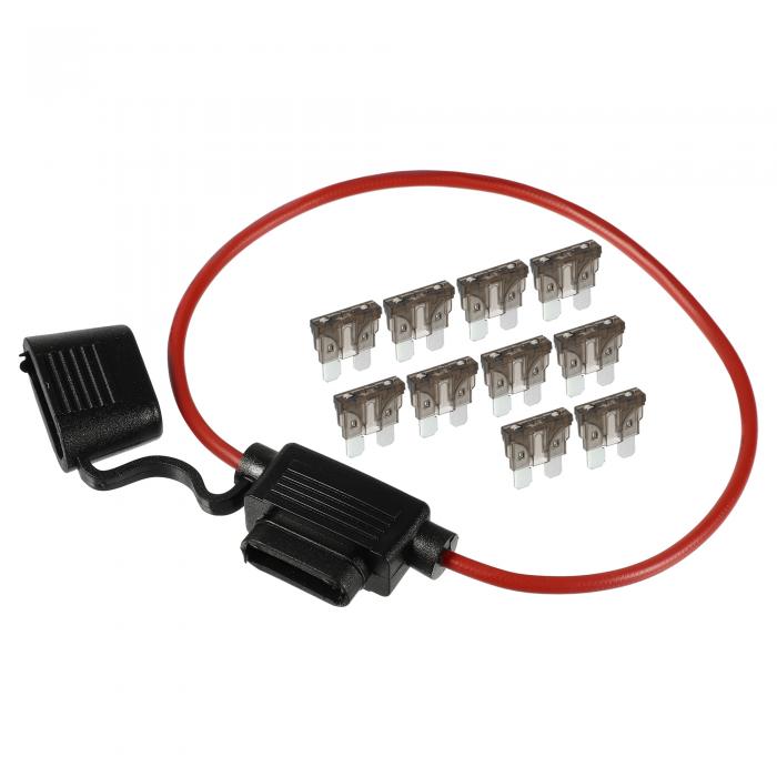 A ABSOPRO ヒューズホルダー 7.5A標準ブレードスタイルヒューズ 16 AWGヒューズホルダー 防水 16ゲージヒューズホルダー ブレードスタイル インラインヒューズホルダー メタル ブラ ック