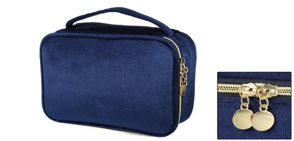 VOCOSTE 化粧ポーチ 化粧バッグ 収納ポーチ 多機能 大容量 防水 出張 旅行 ベルベット 24x15x8cm ダークブルー