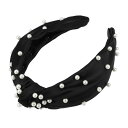 VOCOSTE ヘアバンド ヘアアクセサリー パール結び目バンド ファッション カジュアル 髪飾り 17x12x3.5cm 1個入り ブラック