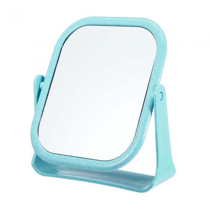 VOCOSTE 化粧鏡 卓上ミラー 化粧台立鏡 両面鏡 角型 ミラー 360度回転 ブルー