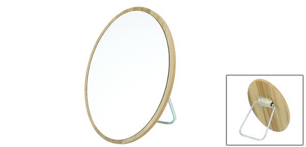 VOCOSTE 化粧鏡 卓上ミラー 化粧台立鏡 美容鏡 ミラー 天然木製 楕円形 折りたたみ 360度回転 女性用 12x16.7cm 2