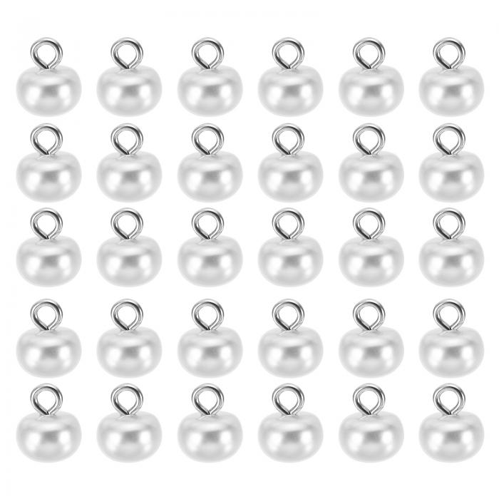 PATIKIL 10 mmパールボタン 200個 チャビーボタン 大 手作りボタン締め具 ホワイトフェイクパール シャンク付き 工芸品縫製服DIYクリスマスセーターシャツ用 ホワイト