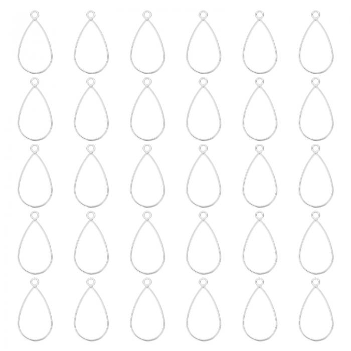 PATIKIL 50個 オープンベゼル 樹脂ベゼルペンダントモールド オープンバックベゼル 幾何学的なプレス装飾 バルク 合金 中空フレーム 樹脂宝石作成 イヤリング ネックレス用 ドロップ シルバー