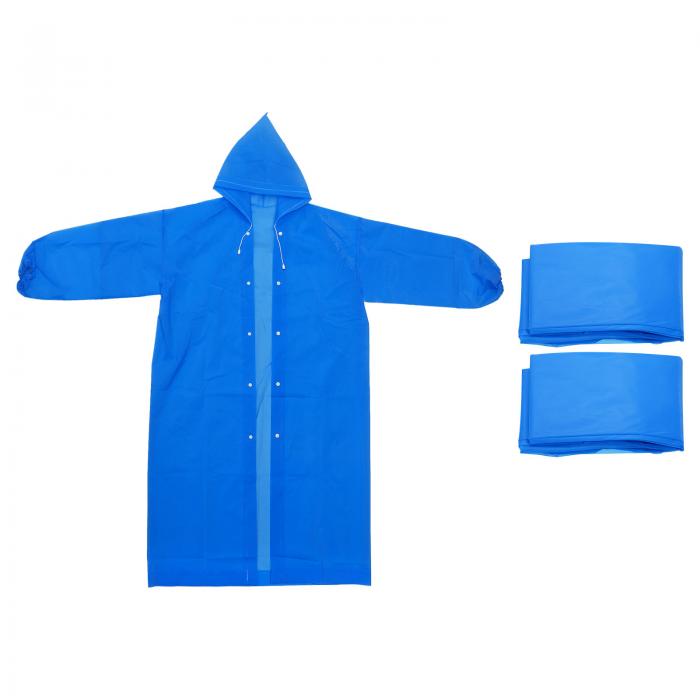 PATIKIL レインポンチョ 2個 ユニセックス サバイバルレインコート 再利用可能 厚みのある不浸透性レインジャケット キャンプ ハイキング アウトドアアクティビティ用 ブルー