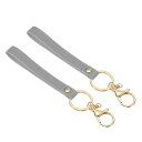 PATIKIL PU レザーキーホルダー 2個 キーホルダー キーリング メタルキーホルダー付き 紛失防止ロブスターク ラスプ 男性と女性用 グレー