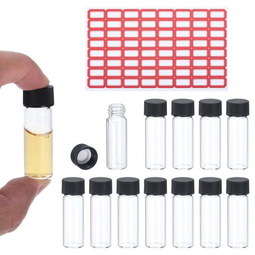PATIKIL 4ml クリアガラスボトル 50個パック サンプルボトル スクリューキャップ付き しやくメディアボトル ラベル付き 液体サンプル用ガラスボトル リーク防止 ラボラトリー用 PATIKIL 4ml クリアガラスボトル 50個パック サンプルボトル スクリューキャップ付き しやくメディアボトル ラベル付き 液体サンプル用ガラスボトル リーク防止 ラボラトリー用