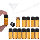 PATIKIL 5ml アンバーガラスボトル 200個パック サンプルボトル スクリューキャップ付き しやくメディアボトル 10本 ドロッパーと5本 漏れ防止液...