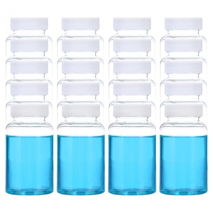 PATIKIL 20個 200ml 試剤ボトル PET 広口丸瓶 ネジキャップ付き ラボ用 水 試剤 液体 固体 サンプル保存シール 透明