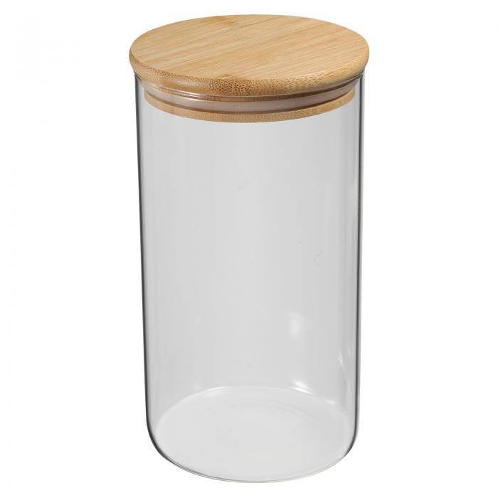 PATIKIL 42オンス ガラス瓶 密閉性 ある竹 蓋付き ナッツ 砂糖 コーヒー豆 スパ イス用 ガラスキッチンコンテナー 食品保存用透明なガラス瓶 18x10cm 