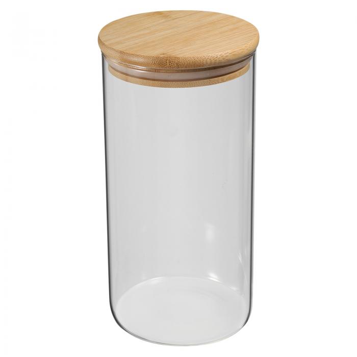 PATIKIL 47オンス ガラス瓶 密閉性 ある竹 蓋付き ナッツ 砂糖 コーヒー豆 スパ イス用 ガラスキッチンコンテナー 食品保存用透明なガラス瓶 20x10cm 